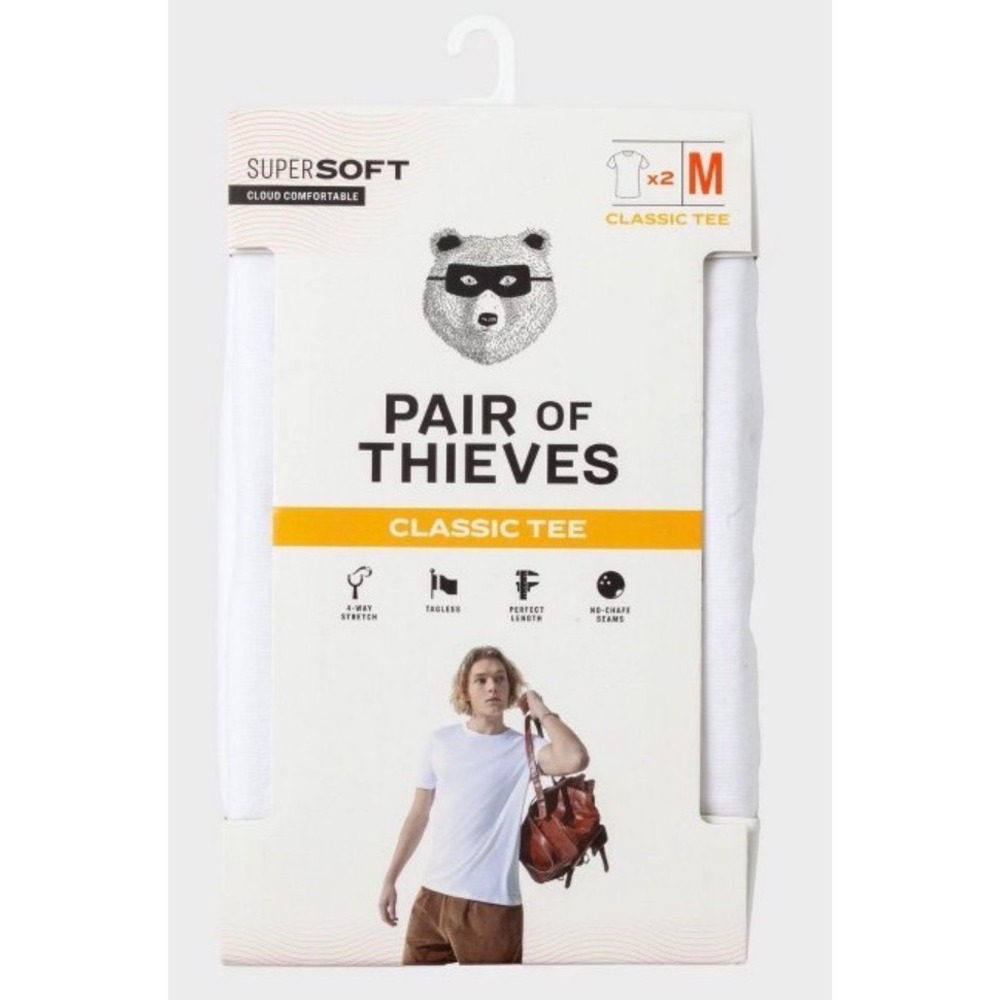 Pair of Thieves Mens SuperSoft Classic Tee 2-Pack White Crew Neck Shirt Size M